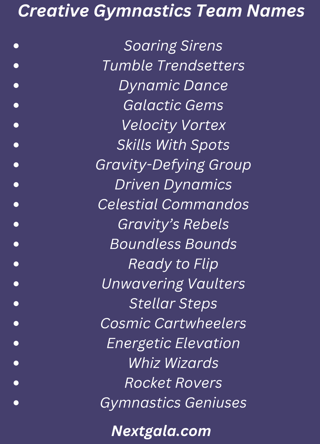 Gymnastics Team Names