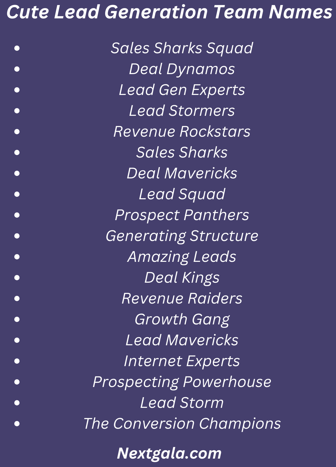 Lead Generation Team Names