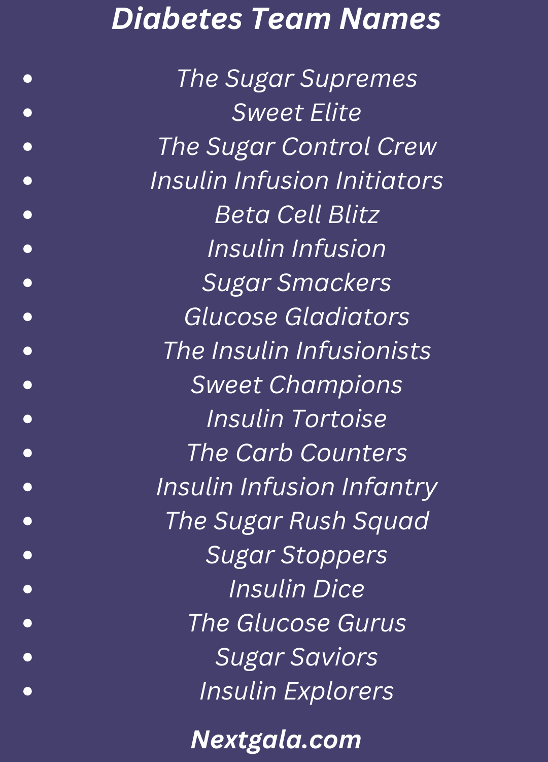 Diabetes Team Names