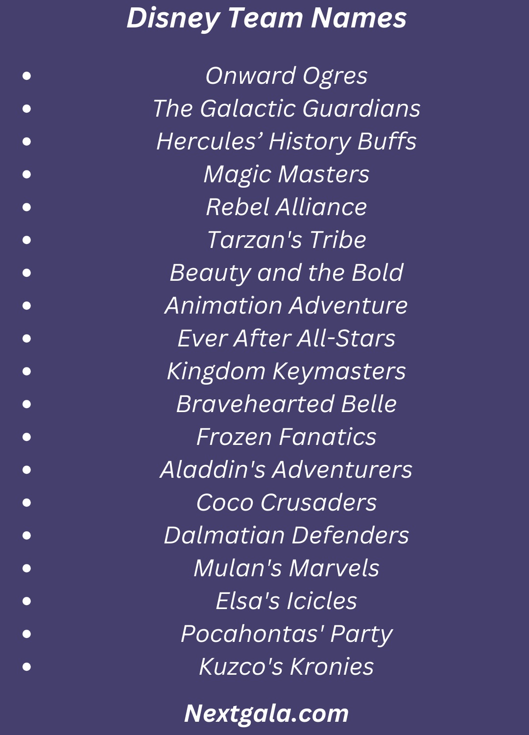 Disney Team Names