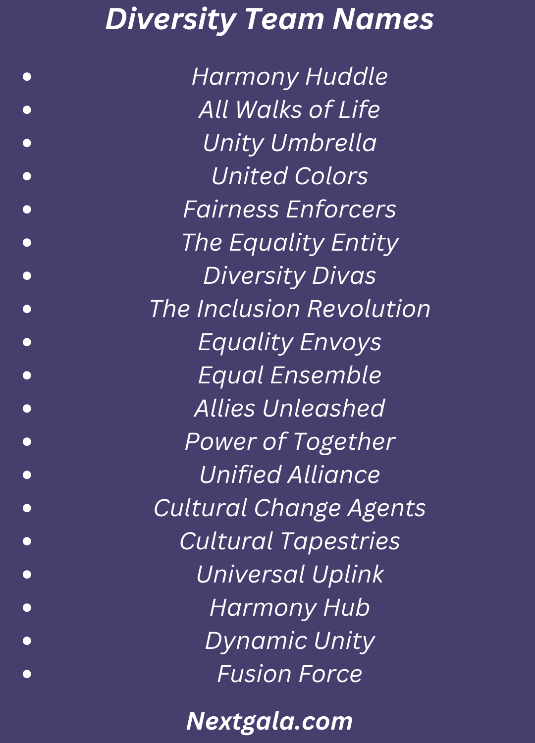 Diversity Team Names