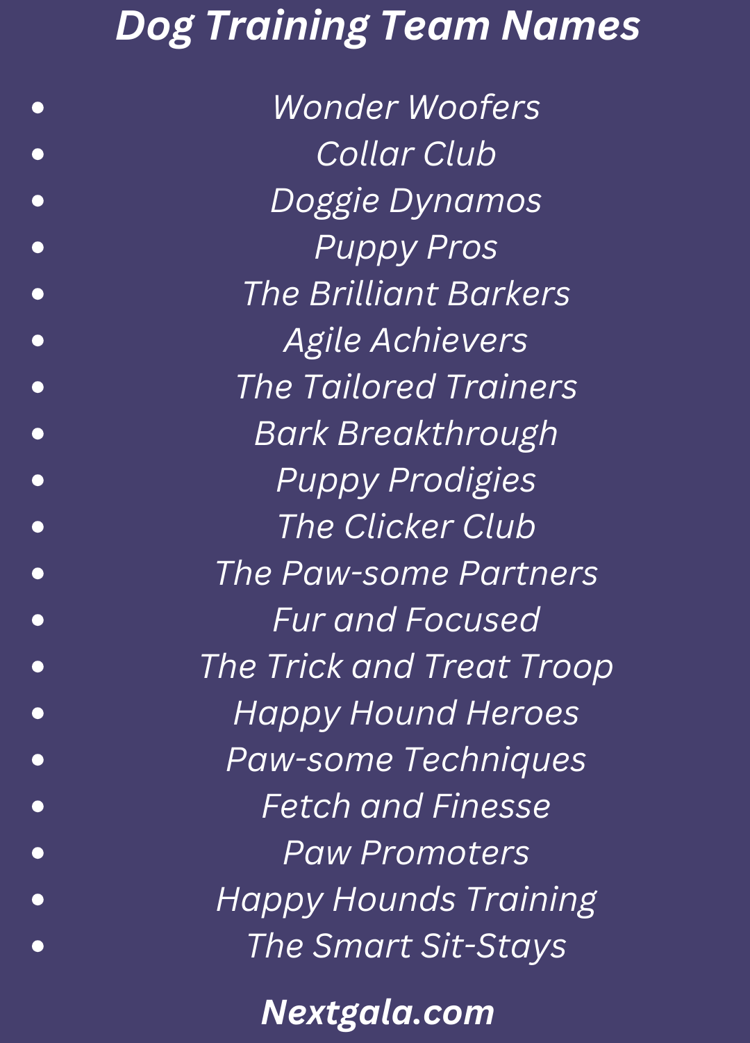 Dog Training Team Names