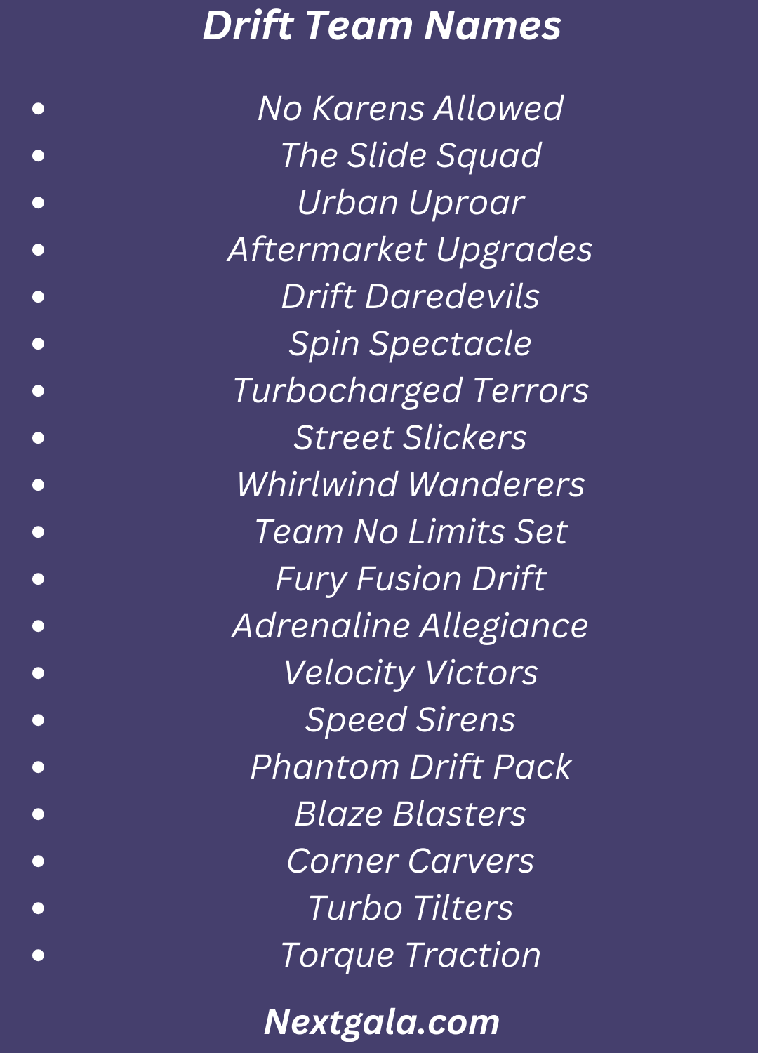 Drift Team Names