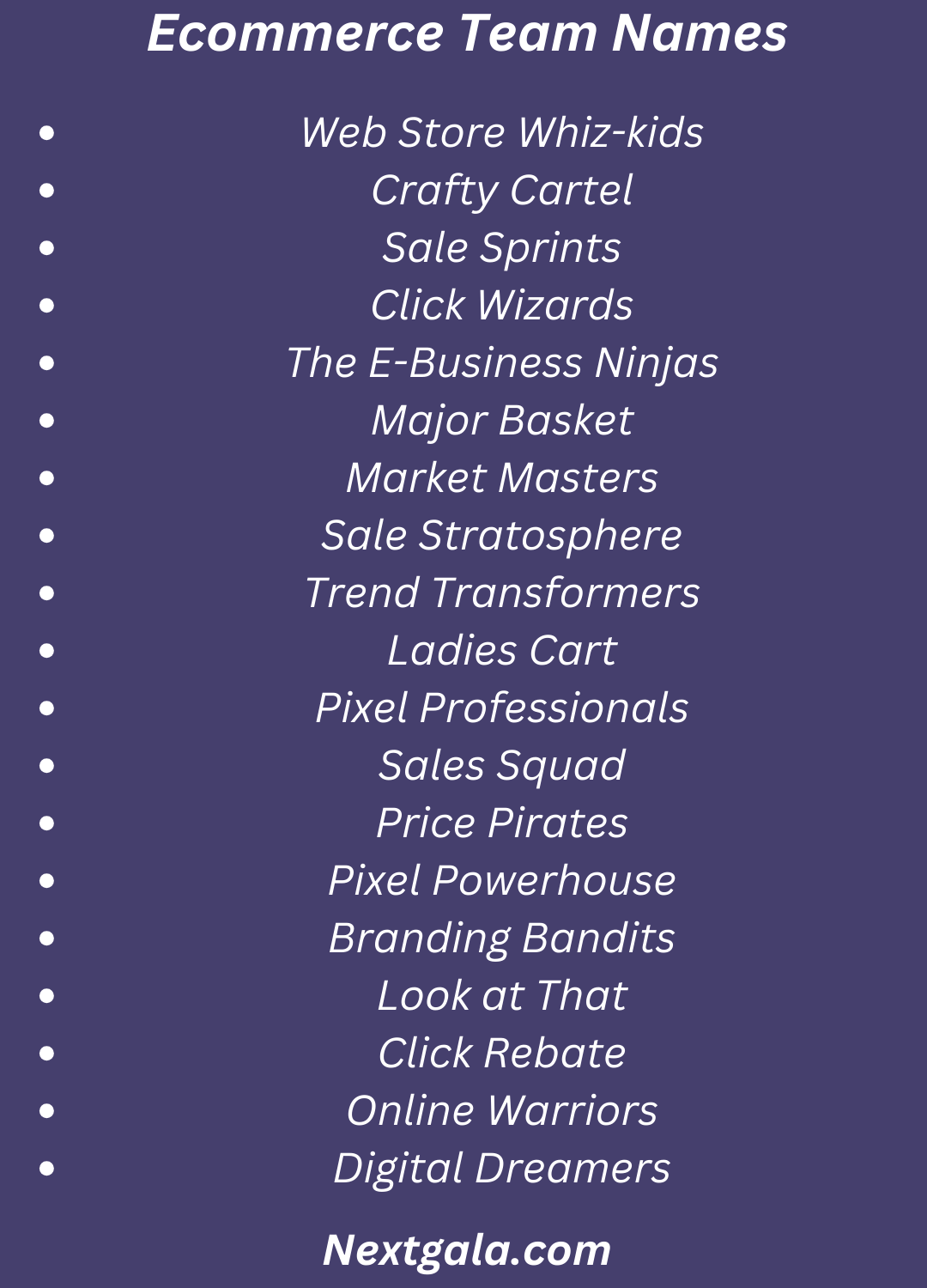 Ecommerce Team Names