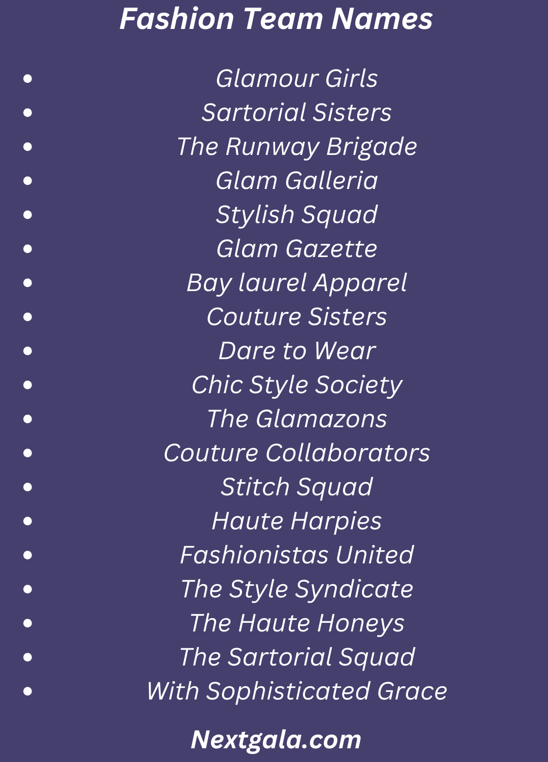 Fashion Team Names