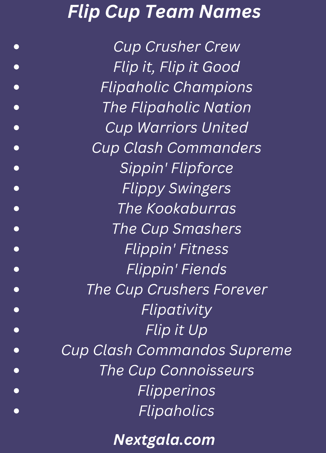 Flip Cup Team Names