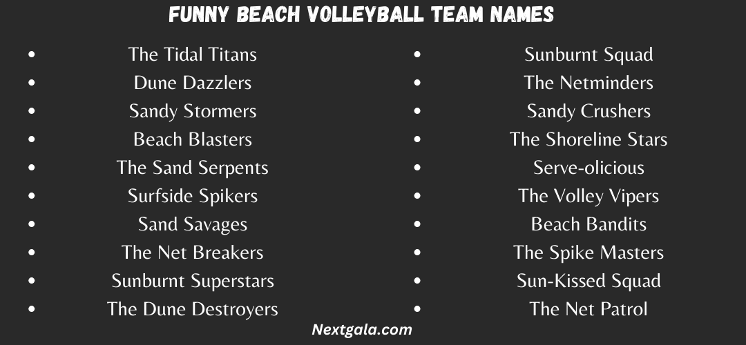 Funny Beach Volleyball Team Names