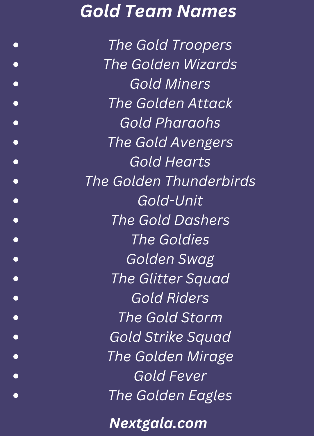 Gold Team Names