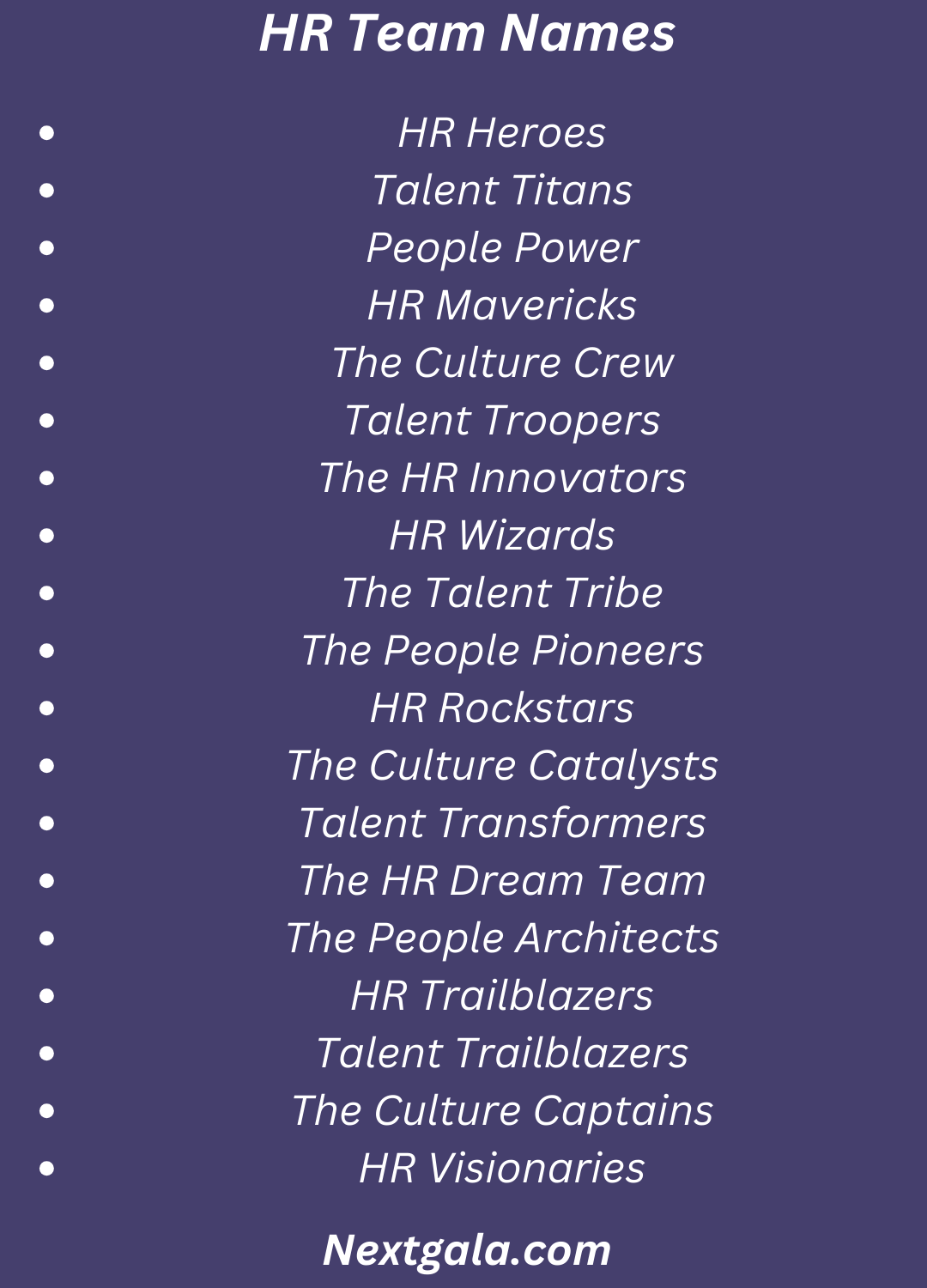 HR Team Names