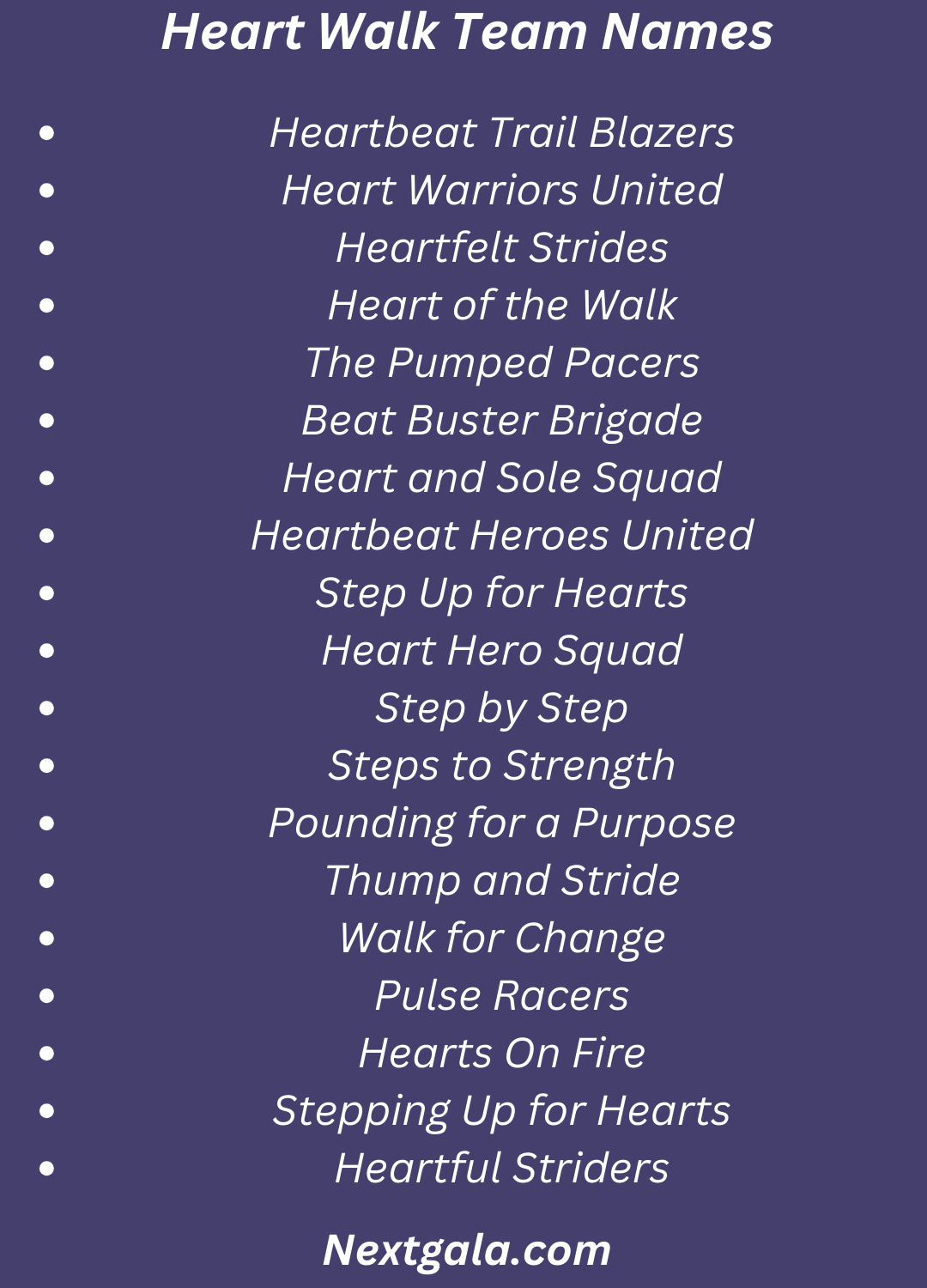 Heart Walk Team Names