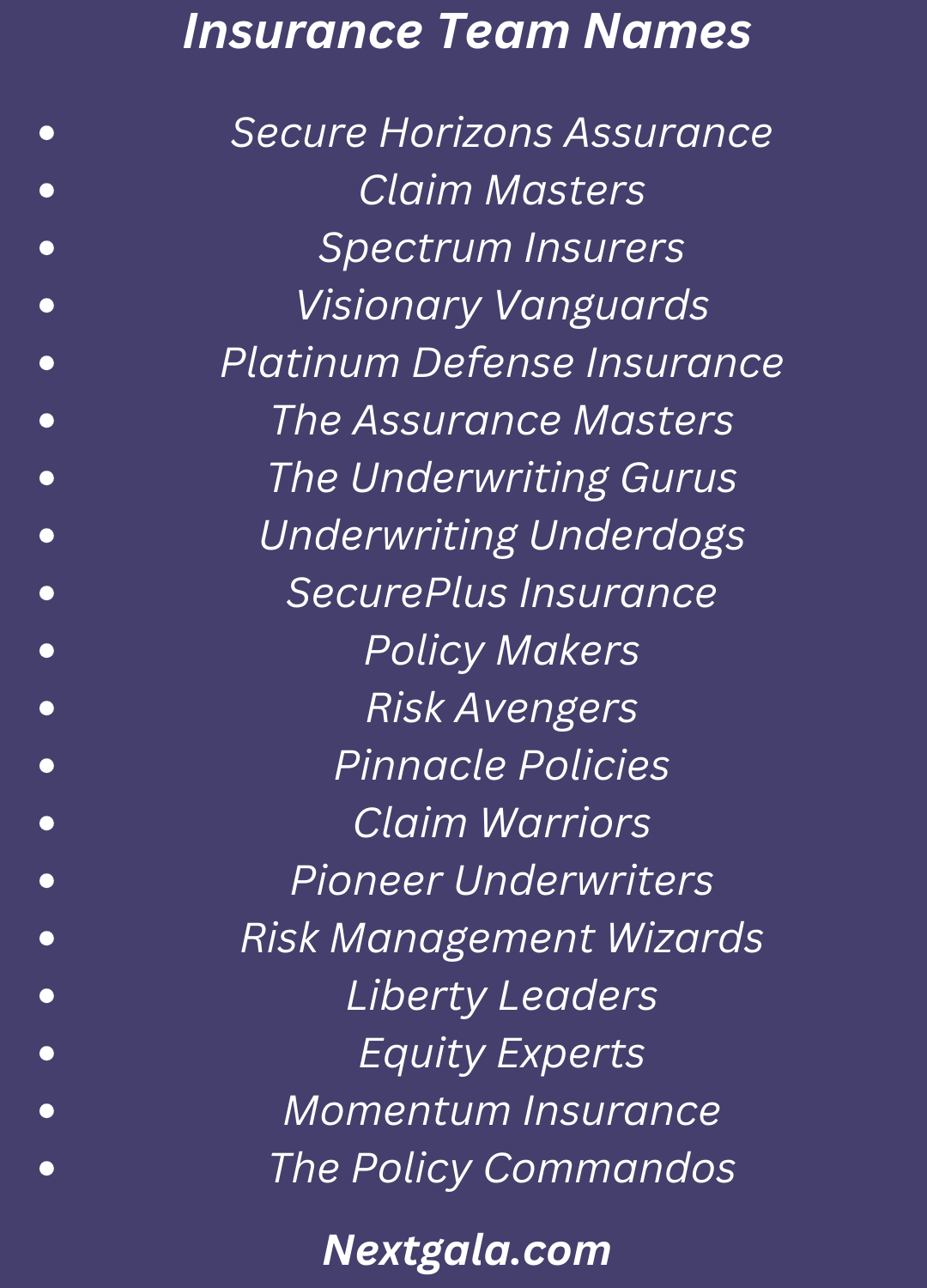 Insurance Team Names