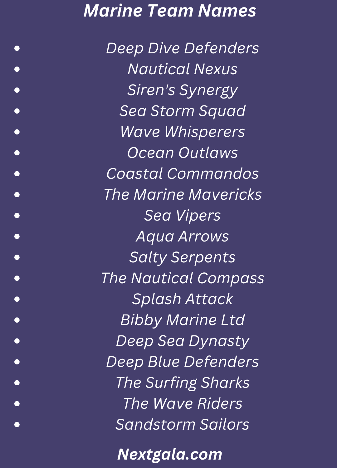 Marine Team Names