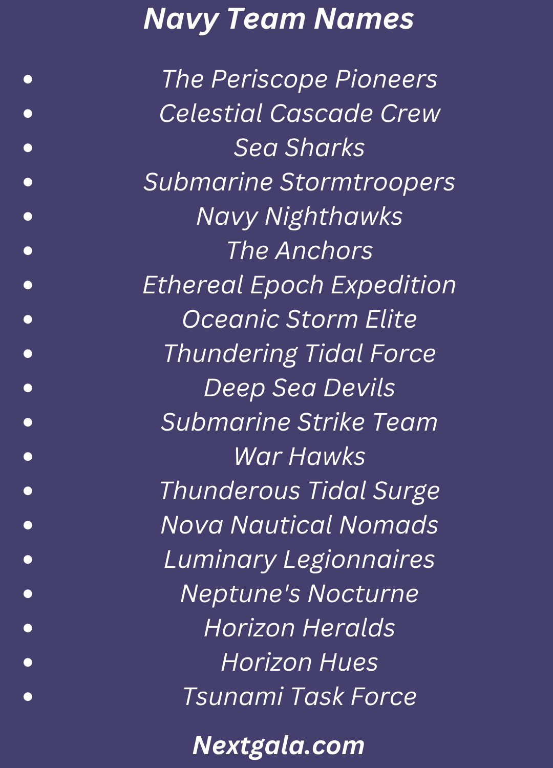 Navy Team Names