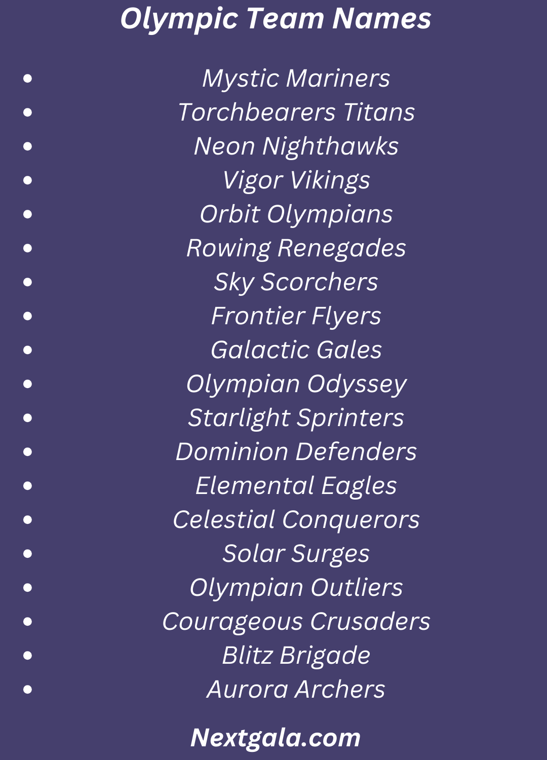 Olympic Team Names