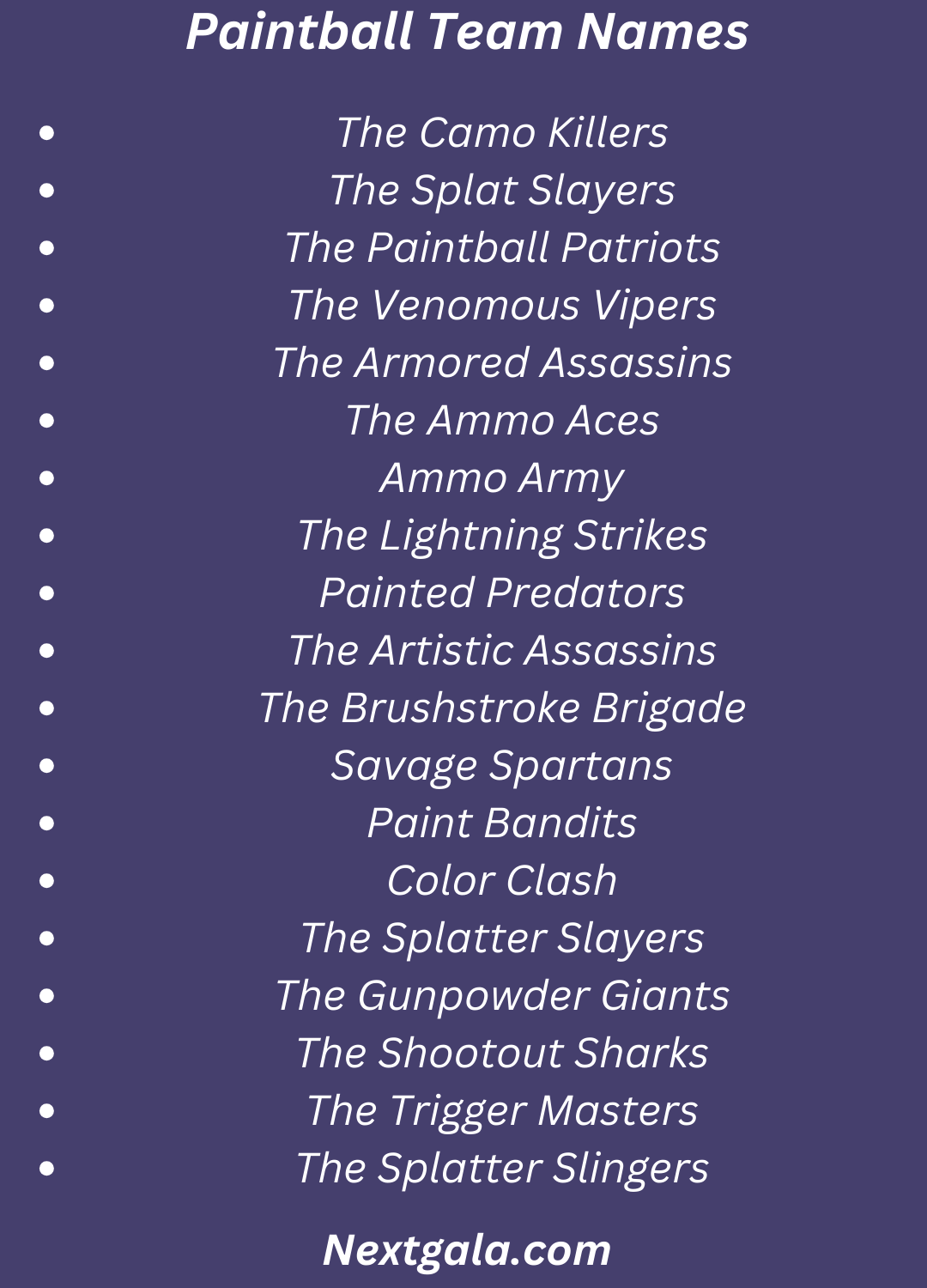 Paintball Team Names