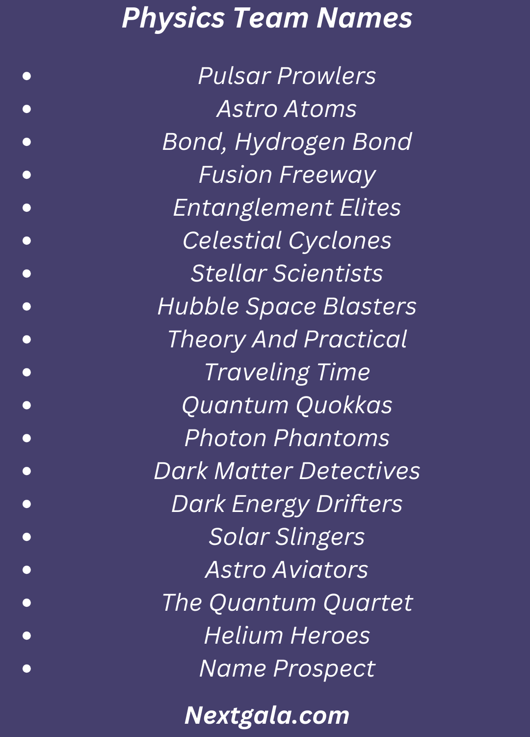 Physics Team Names