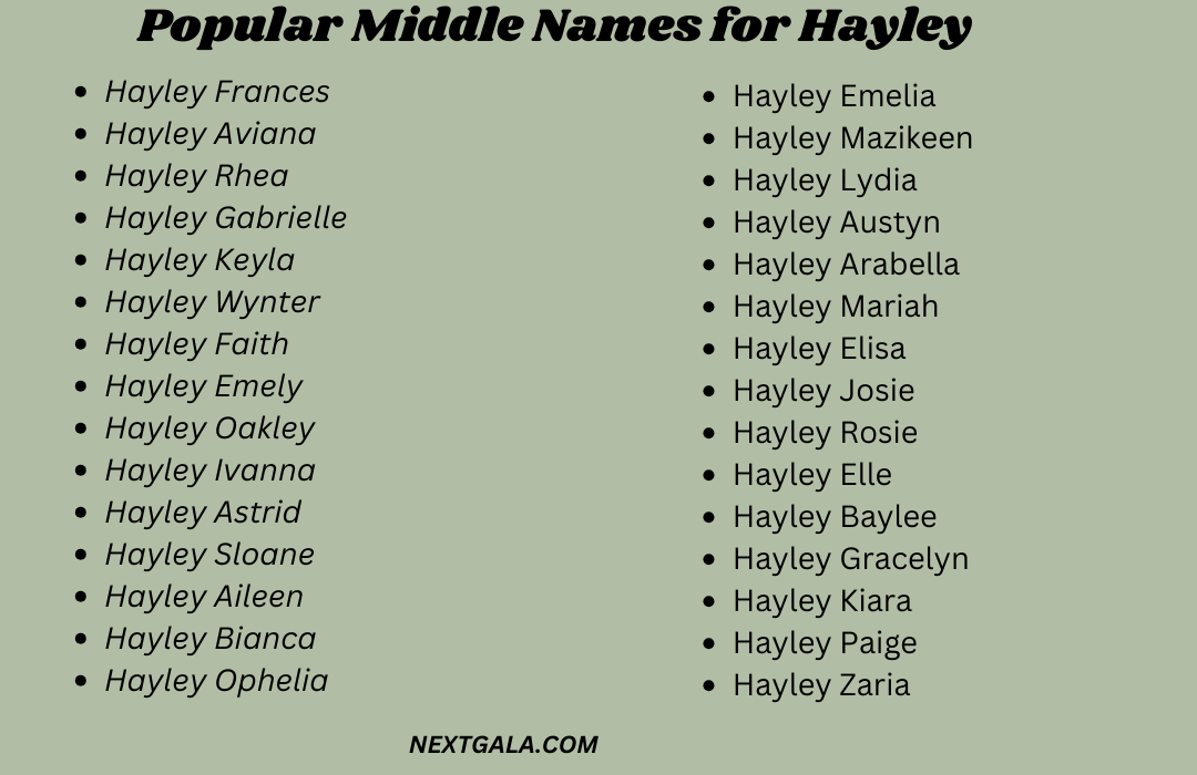 Middle Names for Hayley