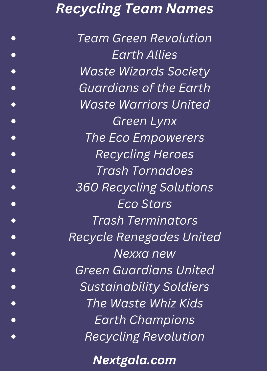 Recycling Team Names