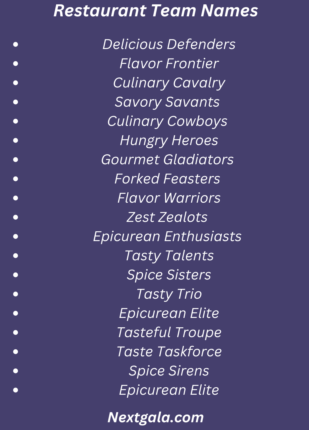 Restaurant Team Names