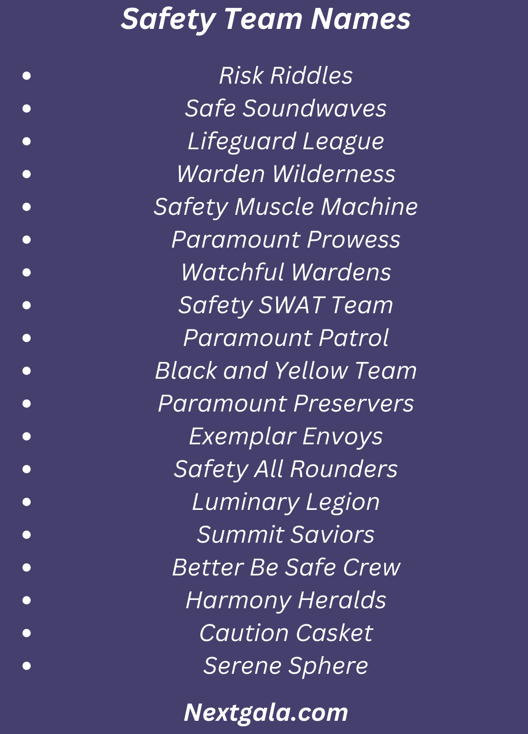 Safety Team Names