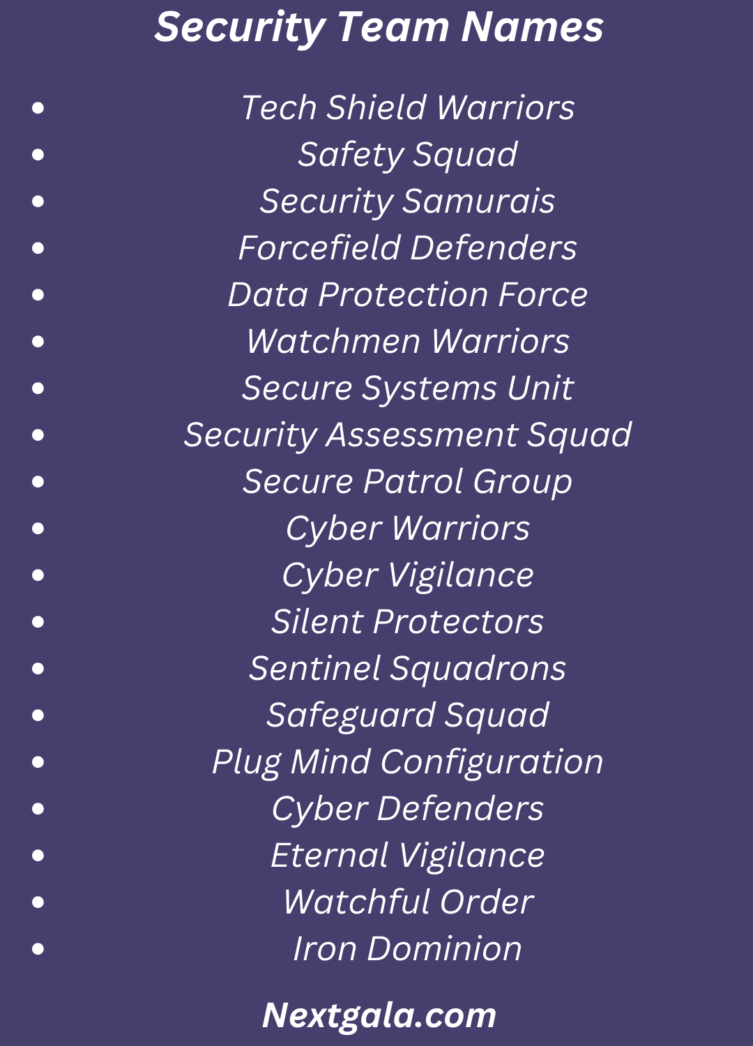 Security Team Names