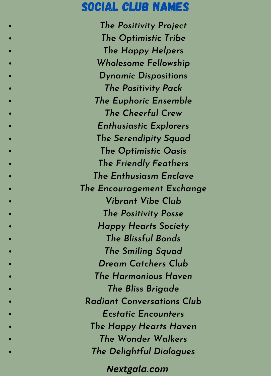 Social Club Names