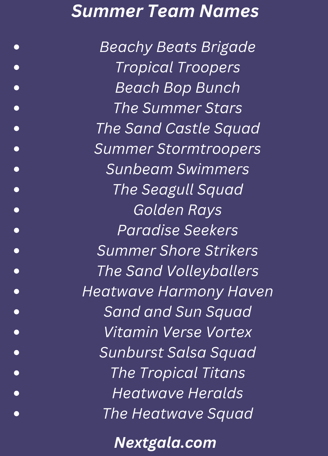 Summer Team Names