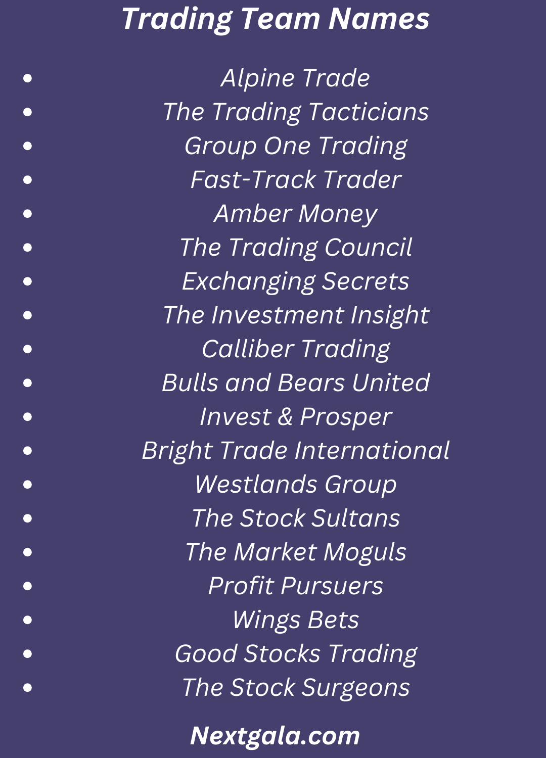 Trading Team Names