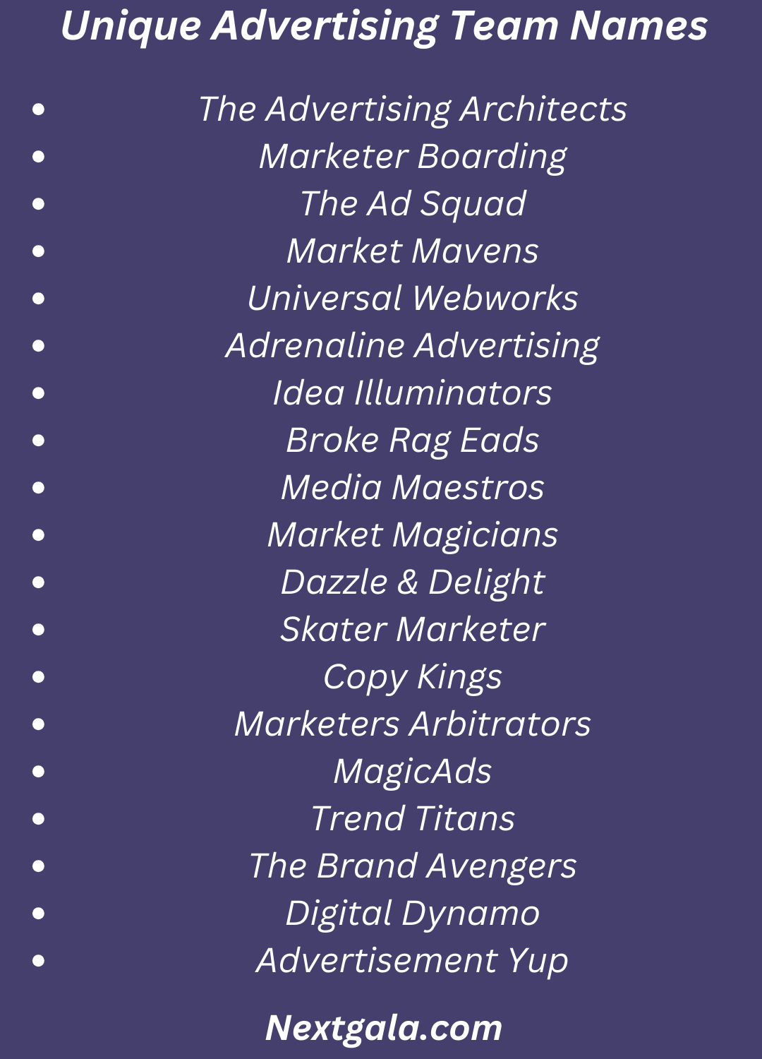 Advertising Team Names