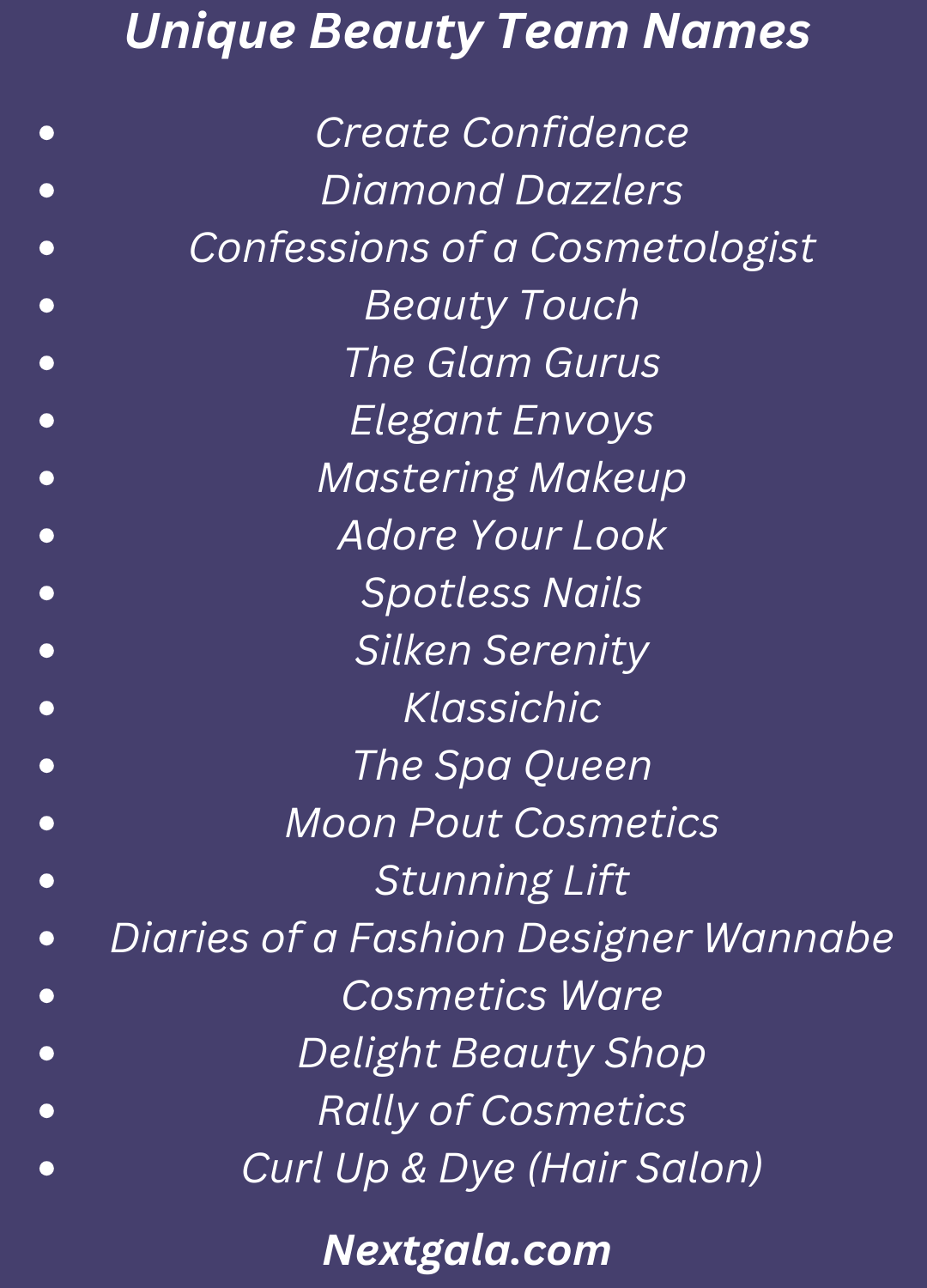 Beauty Team Names