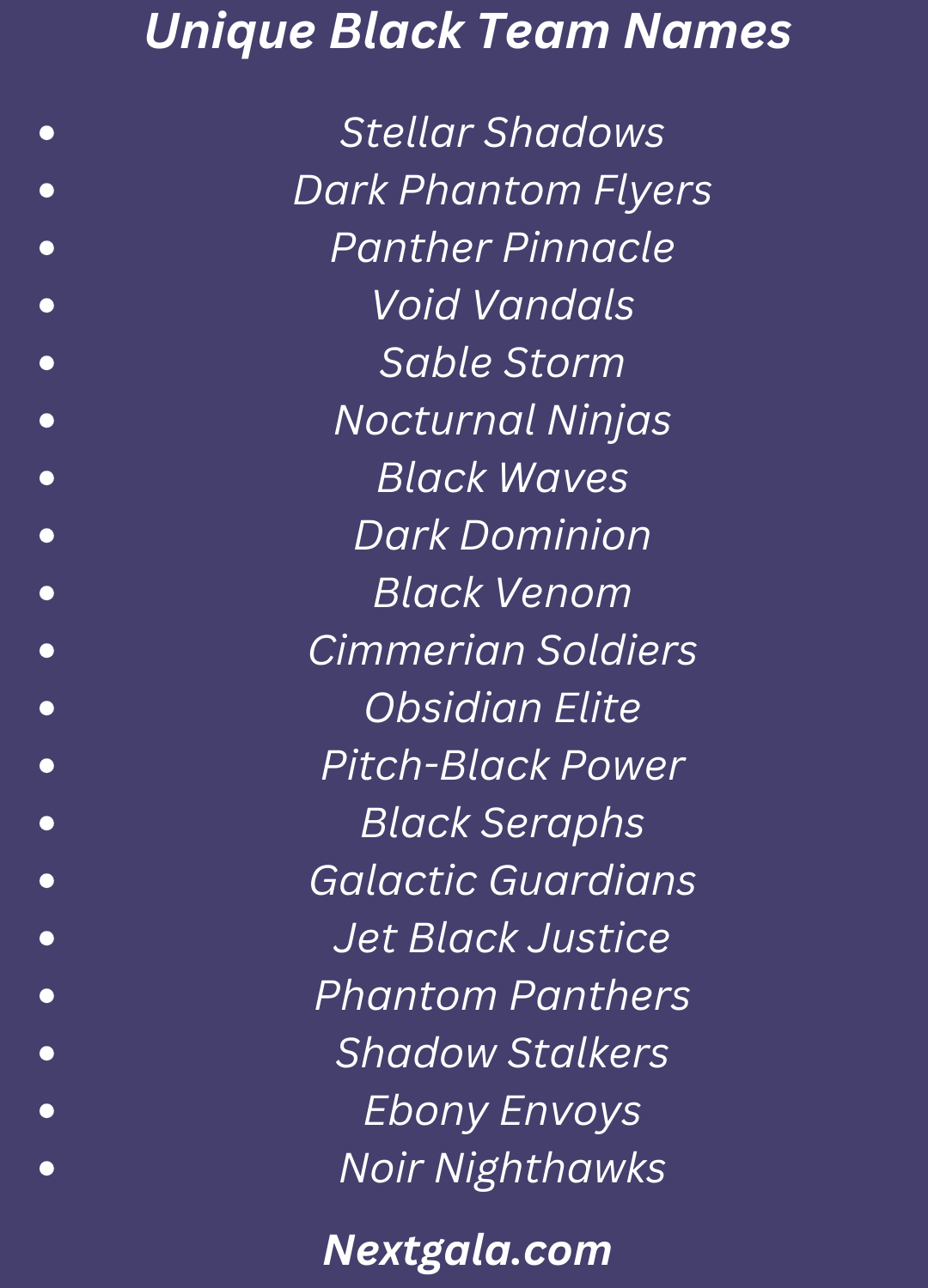 Black Team Names