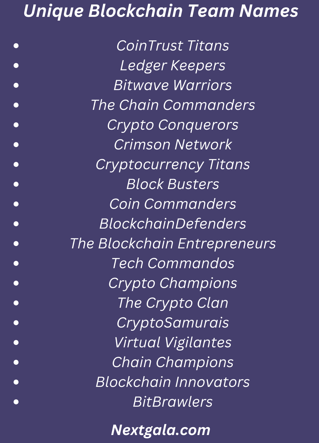 Blockchain Team Names