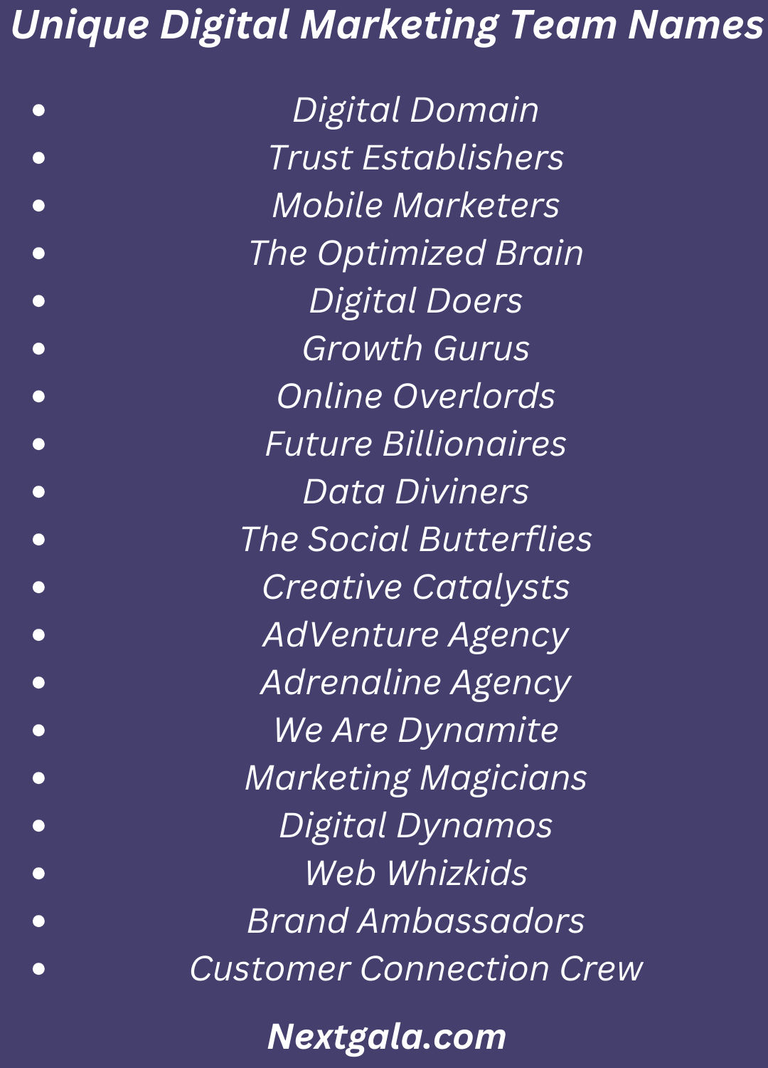 Digital Marketing Team Names