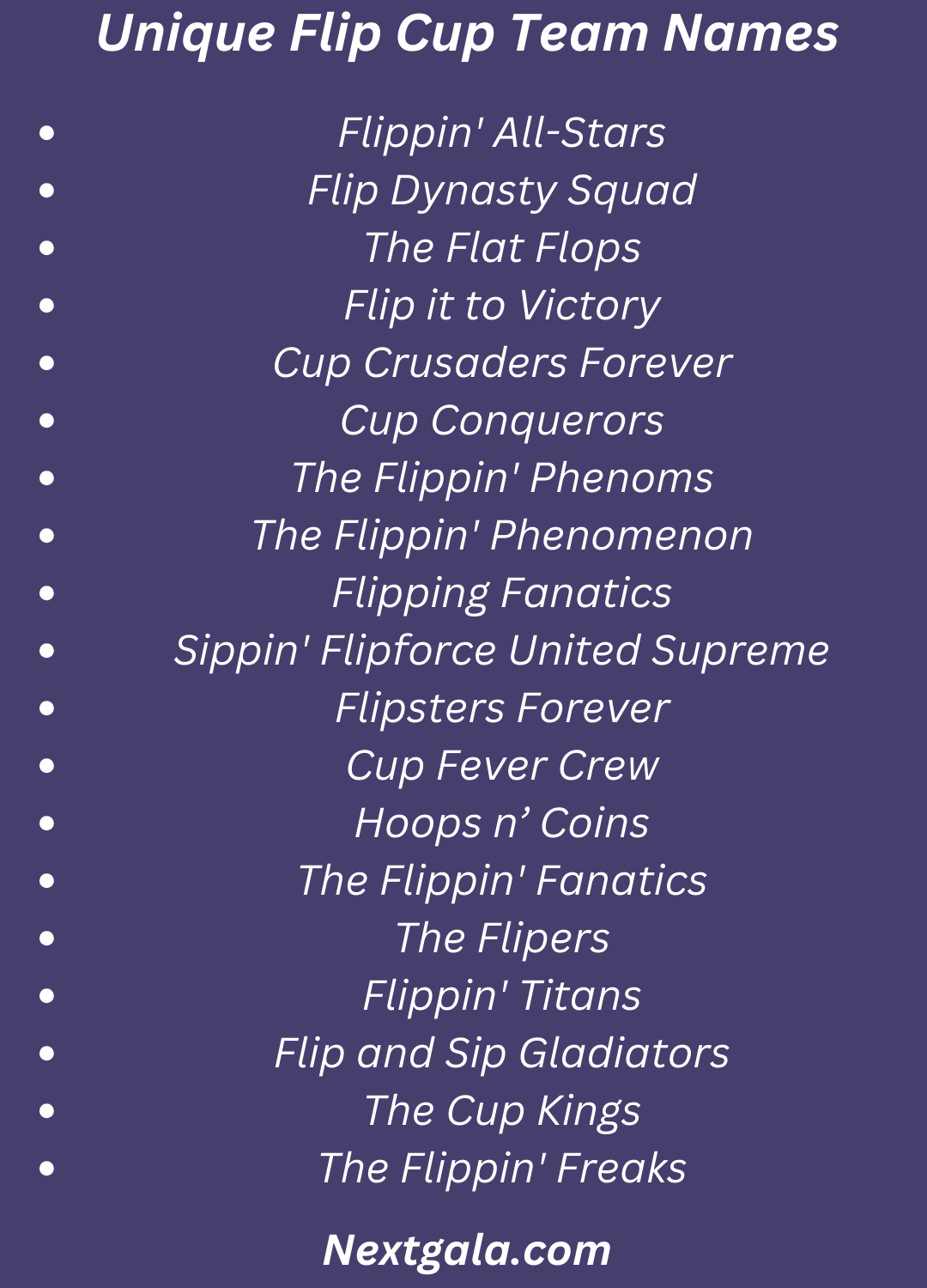 Flip Cup Team Names