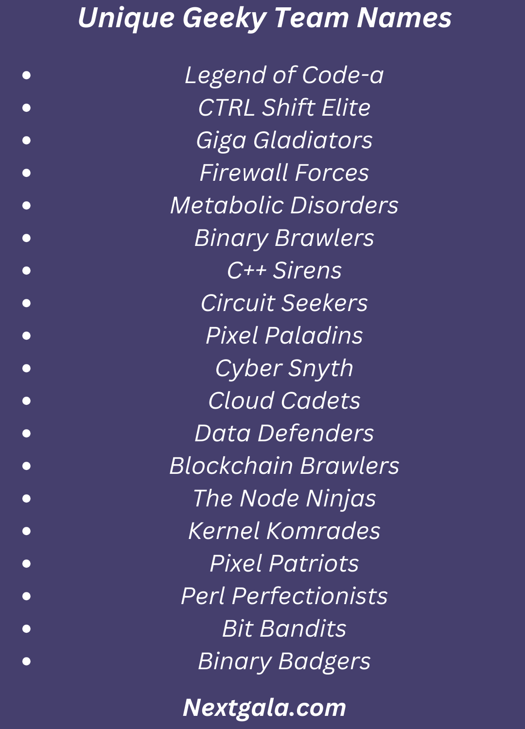 Geeky Team Names