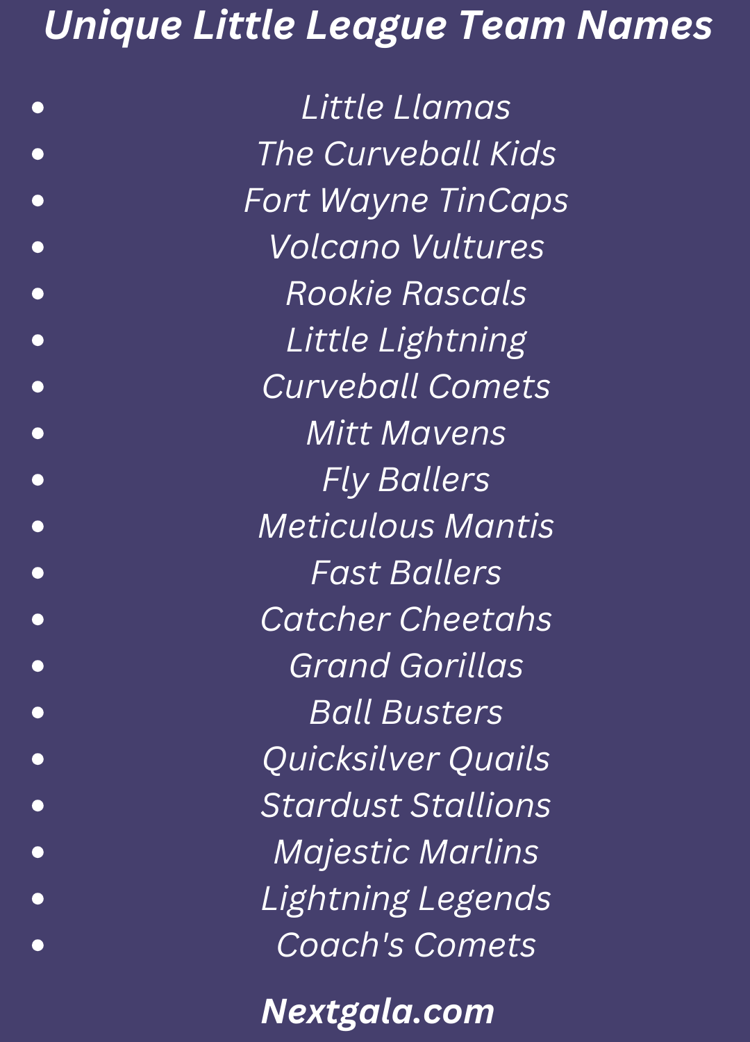 Little League Team Names