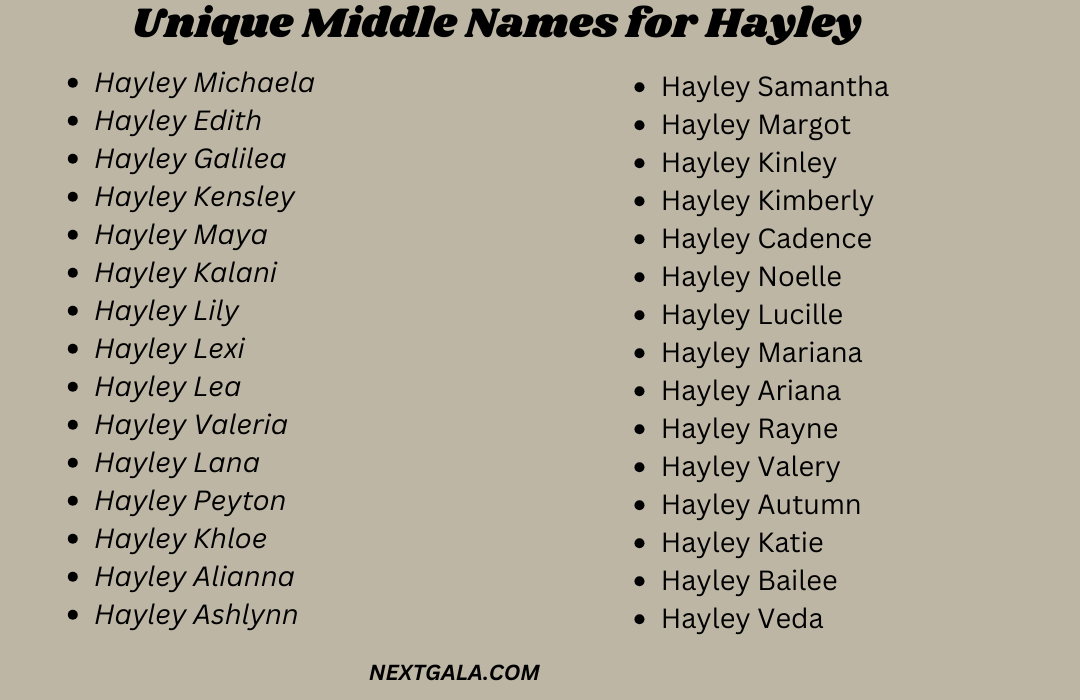 Middle Names for Hayley 