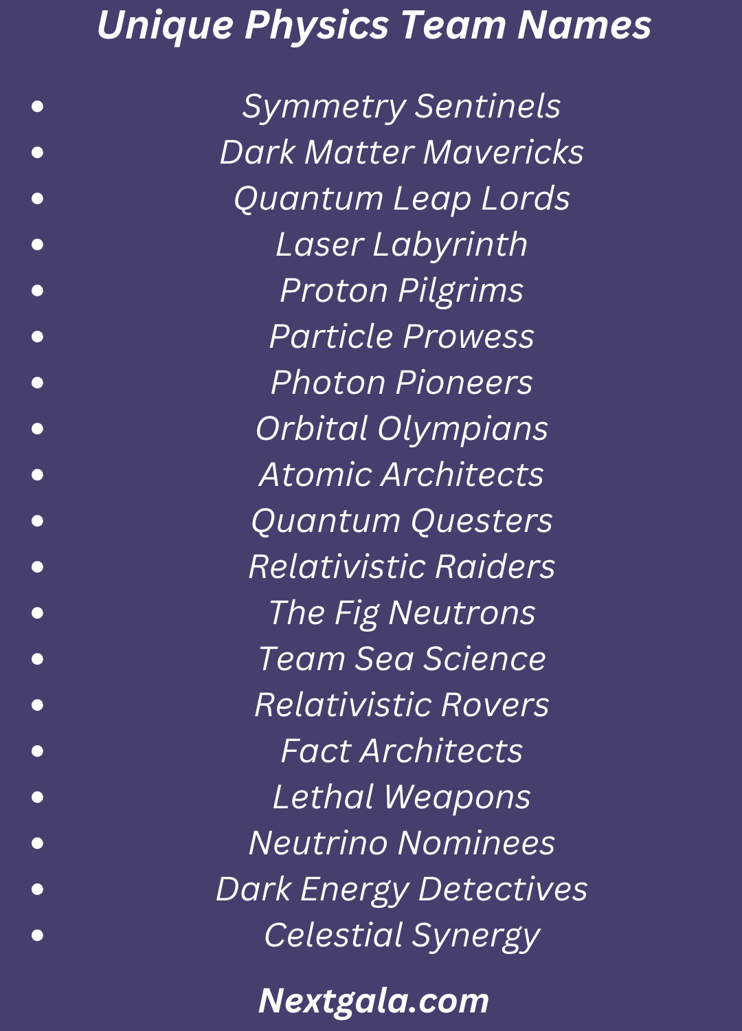 Physics Team Names