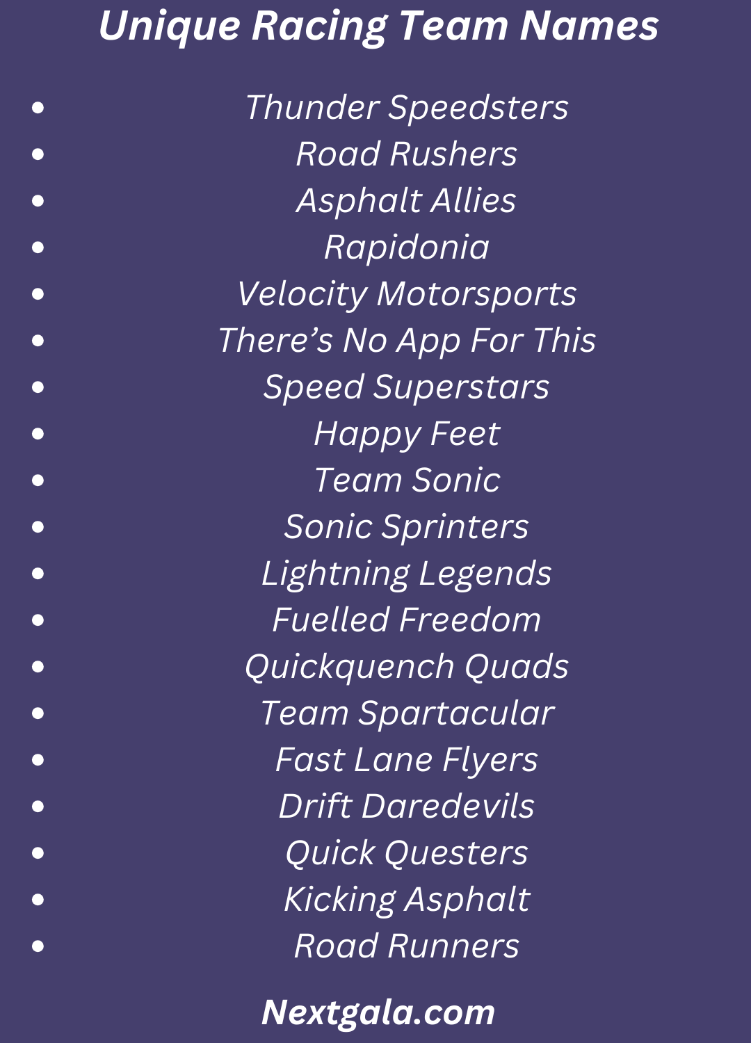 Racing Team Names