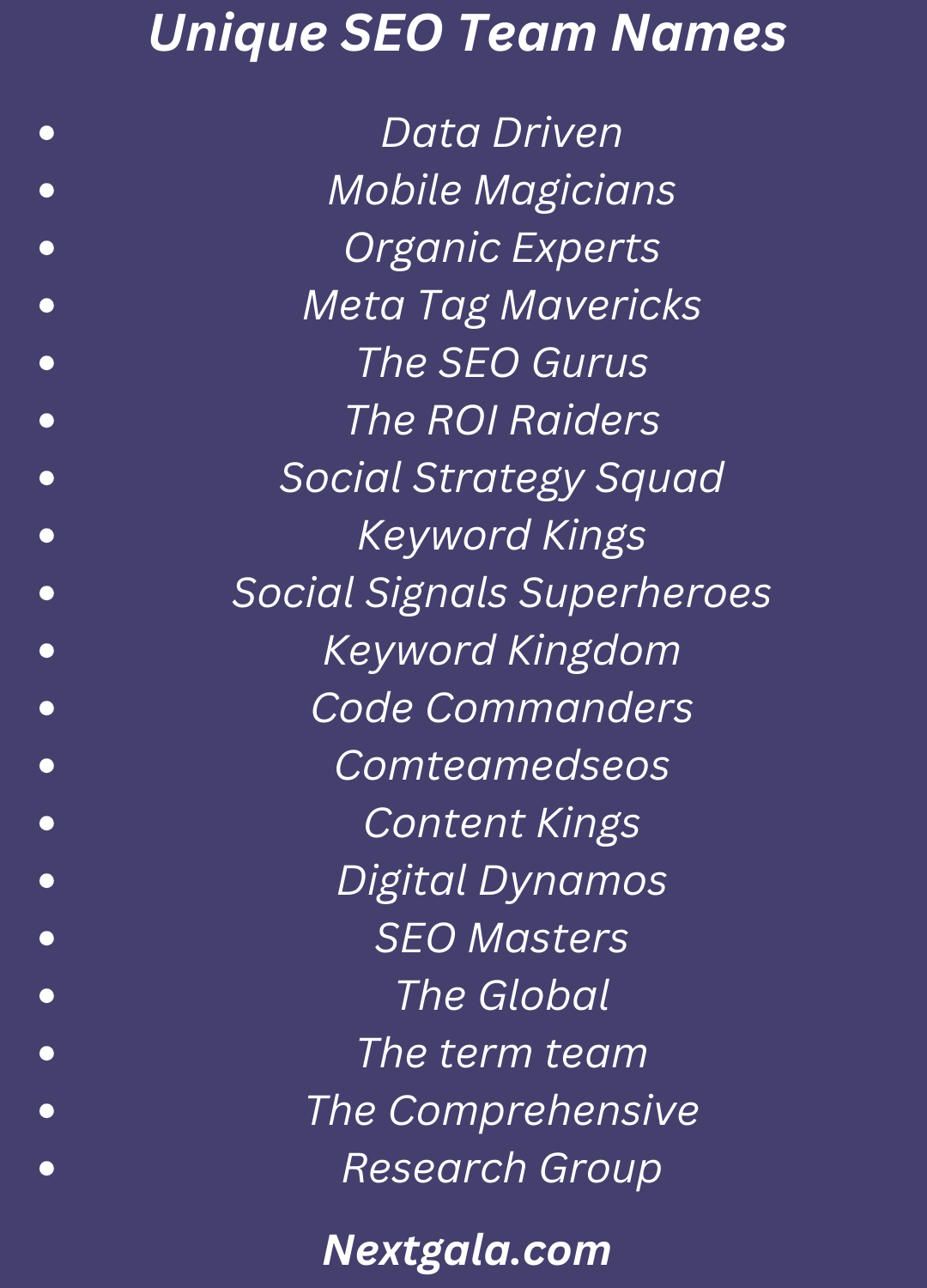 SEO Team Names