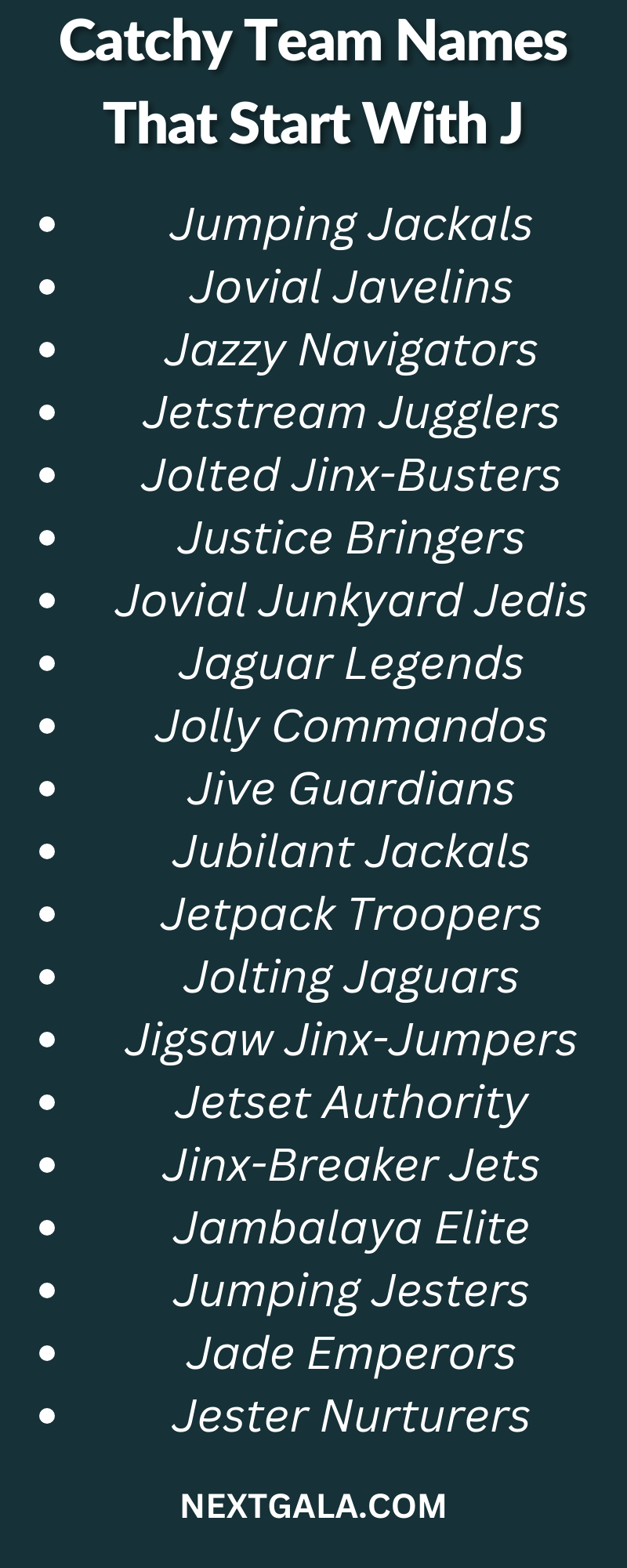 Team Names That Start With J