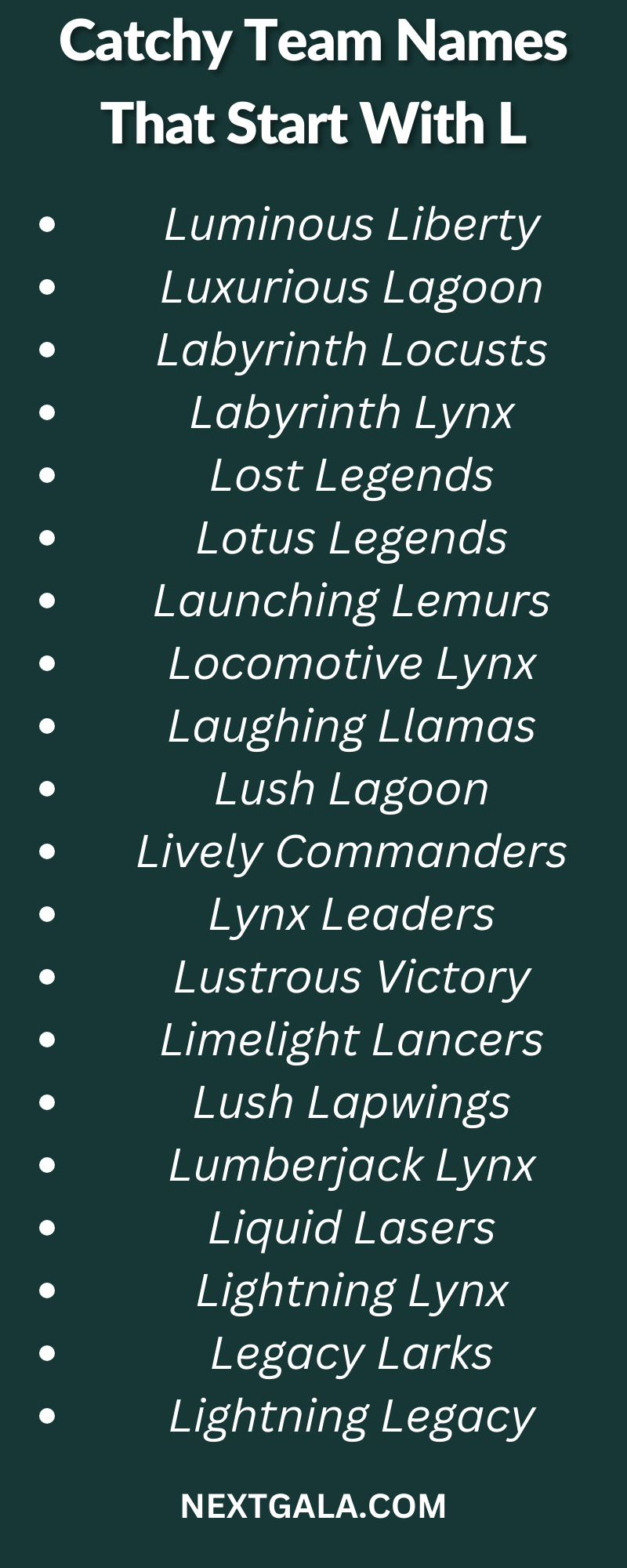 Team Names That Start With L