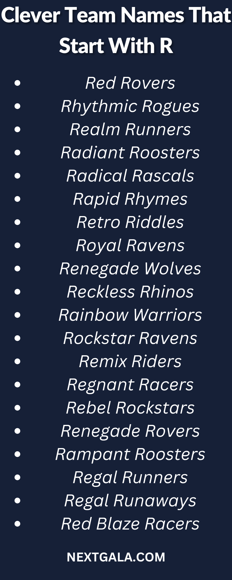 Team Names That Start With R