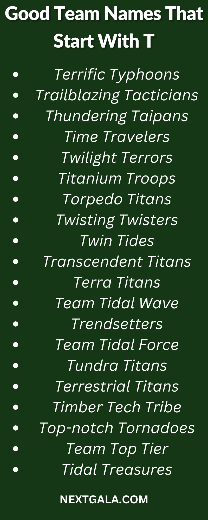 Team Names That Start With T