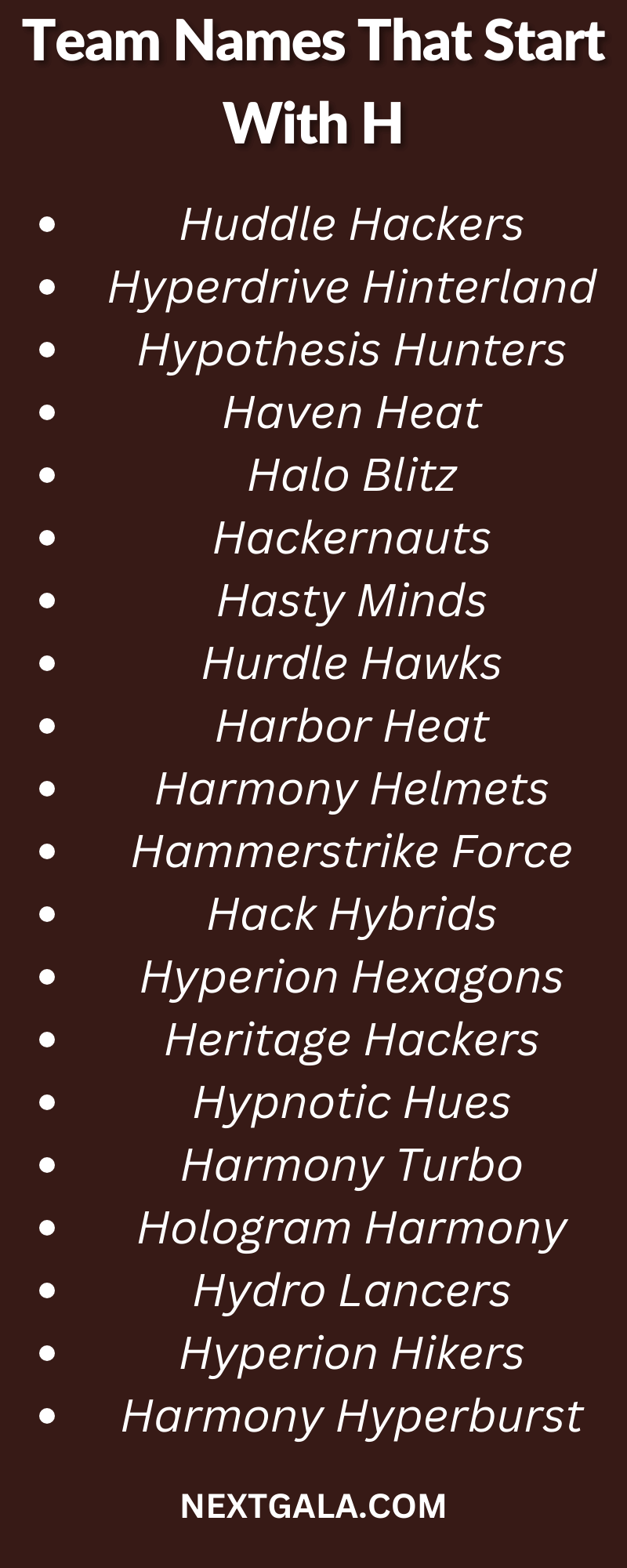 Team Names That Start With H