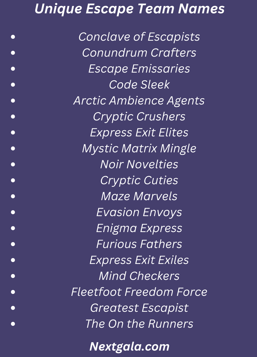 Escape Team Names